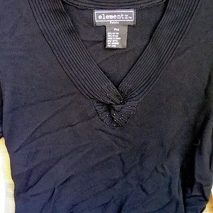 Elementz Petite black sweater top size Med Petite NWT